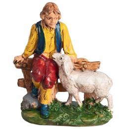 Pastor en la valla con oveja serie 10 cm