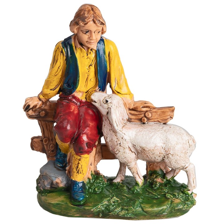 Shepherd on fence with sheep 10 cm series