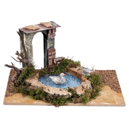 Pond with arch and two swans depth effect cm 24x15x12.5 h