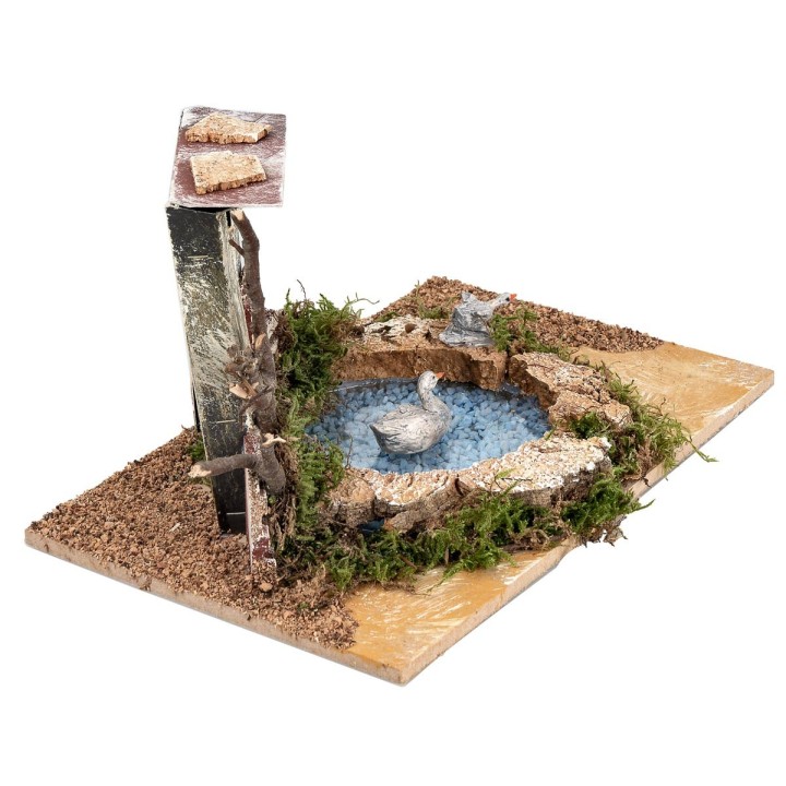 Estanque con arco y dos cisnes efecto profundidad cm 24x15x12,5
