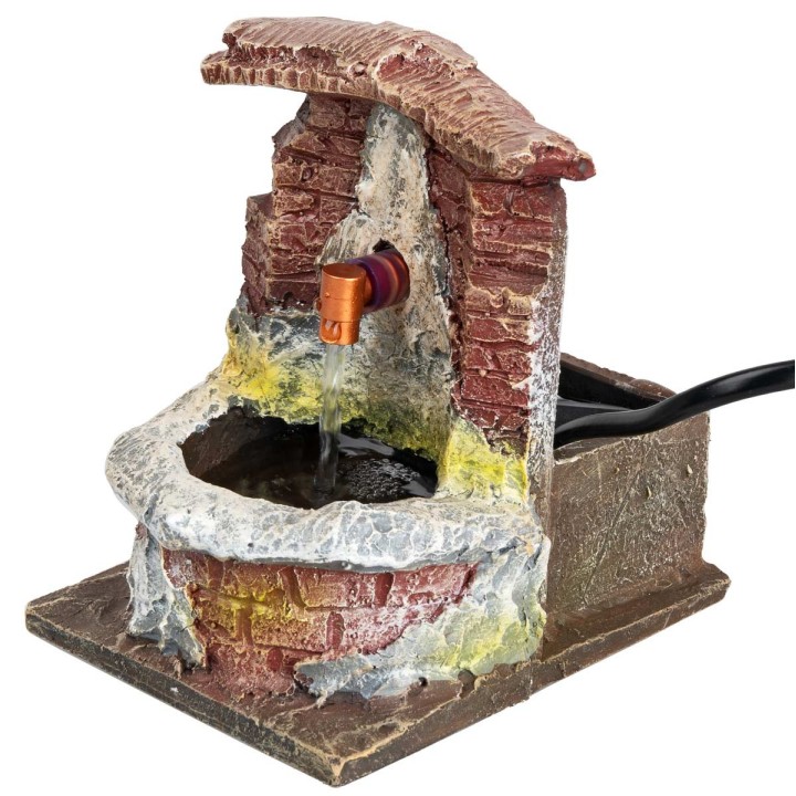 Fuente con cuenca redonda de resina funcional cm 12x9x11,8 h