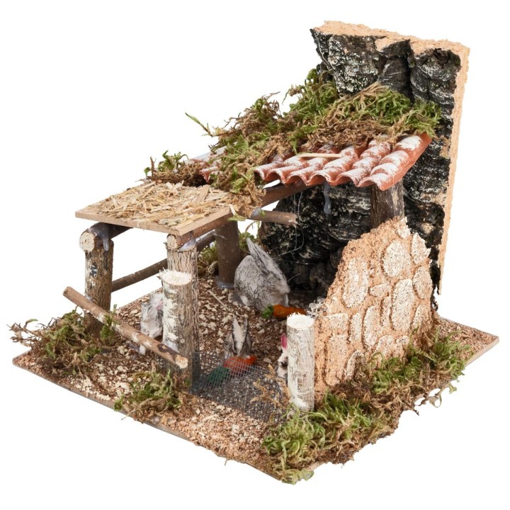 Recinto con conigli cm 15x15x13 h