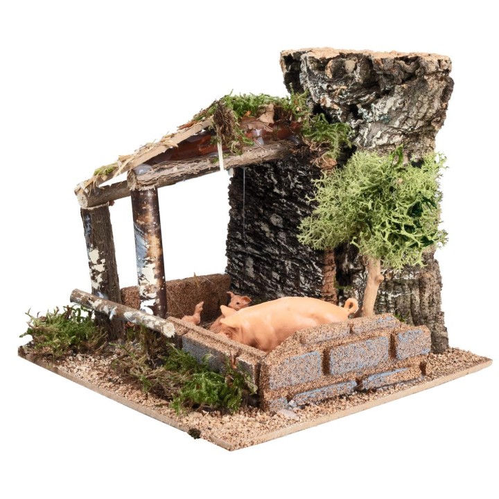 Enclosure with pigs cm 15x15x13.5 h