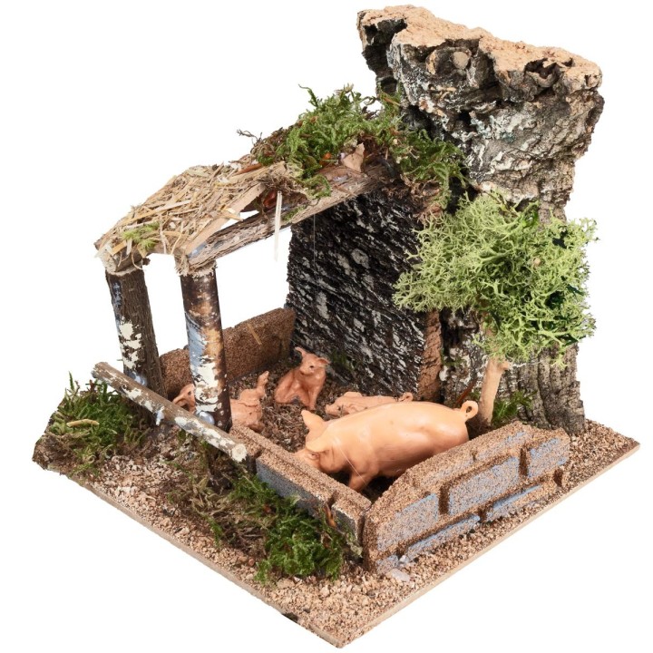 Enclosure with pigs cm 15x15x13.5 h