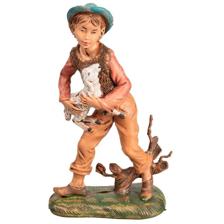 Shepherd with lamb in arms h 16 cm