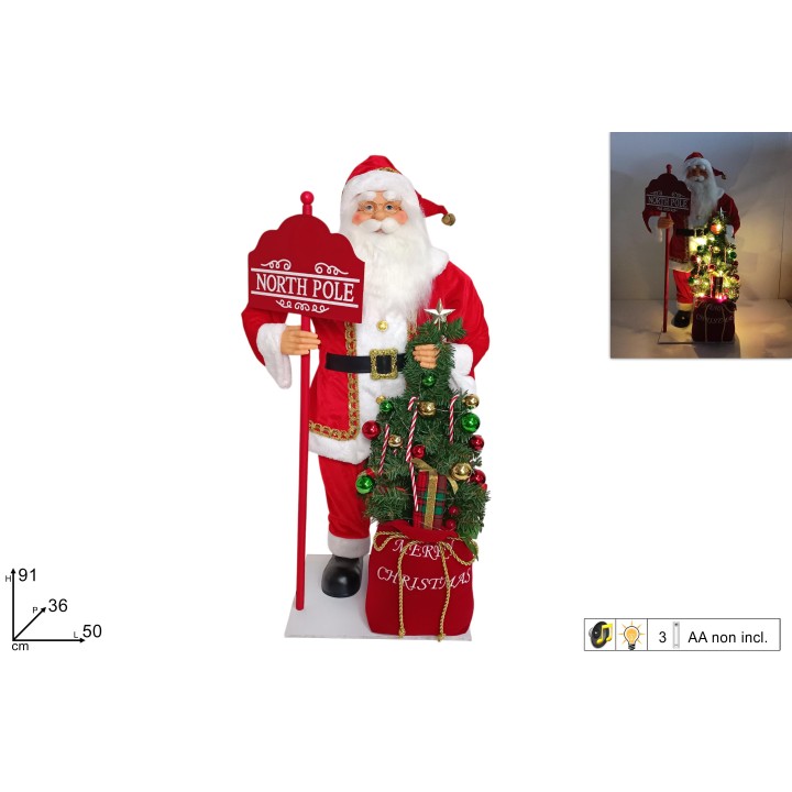 Santa Claus with illuminated tree complete with music h 91 cm