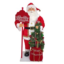 Babbo Natale con albero illuminato completo di musica h 91 cm