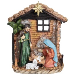 Blocco Natività con capanna in resina cm 12,5x4,5x16,5 h