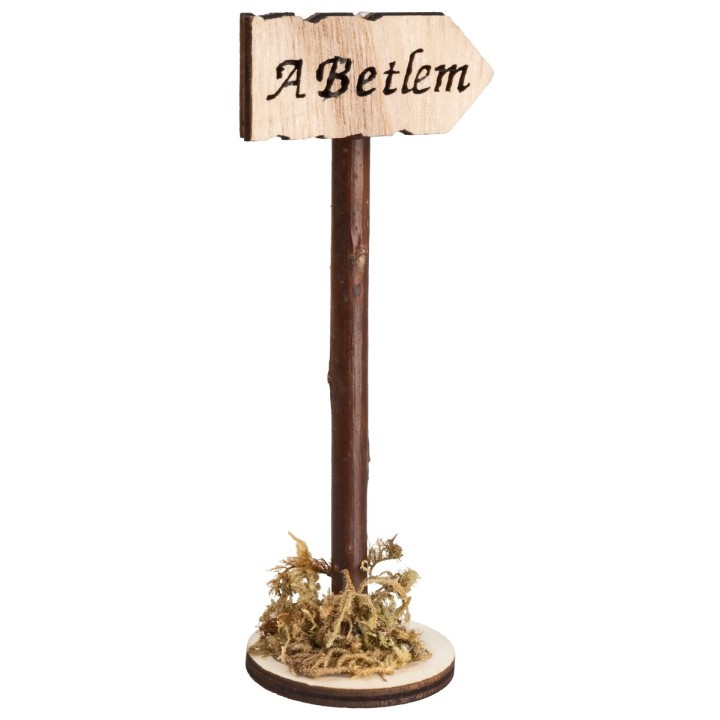 Wooden sign with 'A Betlem' writing h 11 cm