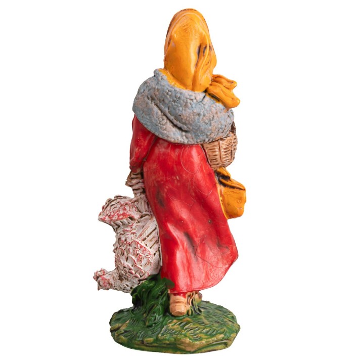 Woman with basket and hen 10 cm
