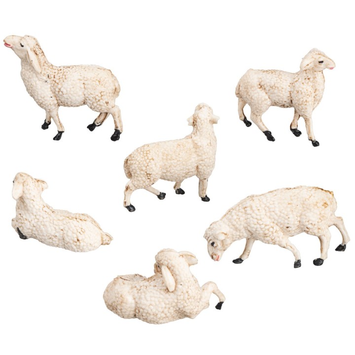 Set 6 pecore in pvc per statue da 8-10 cm