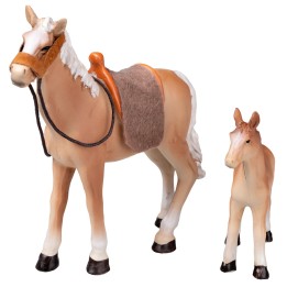 Cavallo con puledro in resina h 11 cm