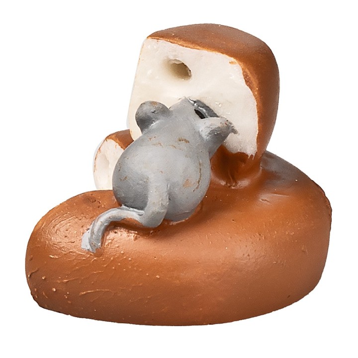 Mouse eating cheese 2.5x2x1.8 h