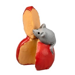 Mouse on red cheese for Nativity Scene Ø 2x3 h