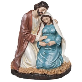 San Giuseppe e Maria incinta in resina dipinta cm 13x9x15 h