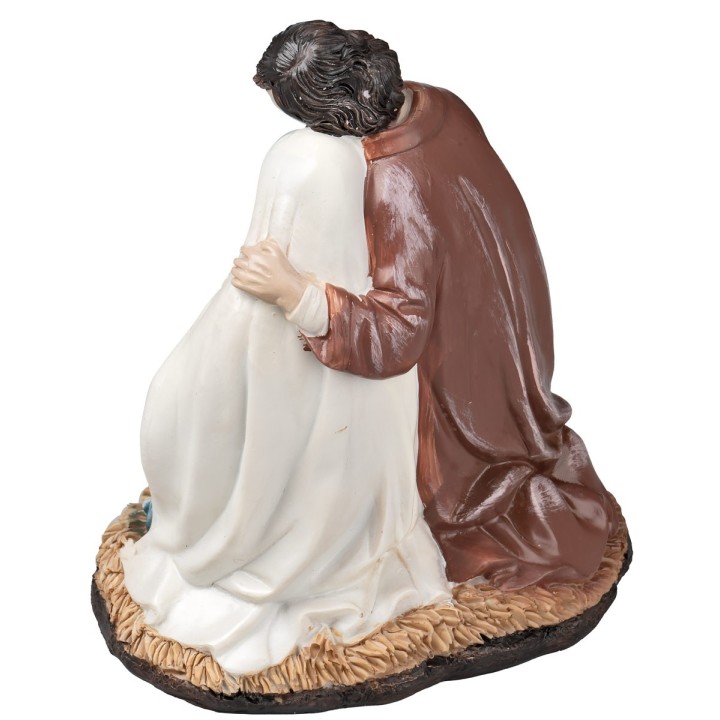 Saint Joseph and Pregnant Mary in painted resin cm 13x9x15 h