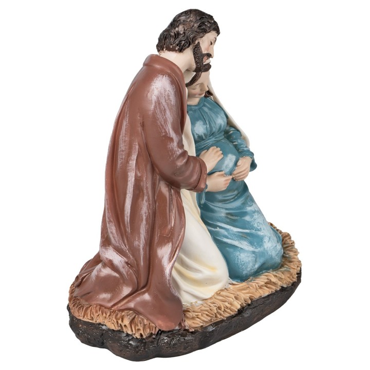 Saint Joseph and Pregnant Mary in painted resin cm 13x9x15 h