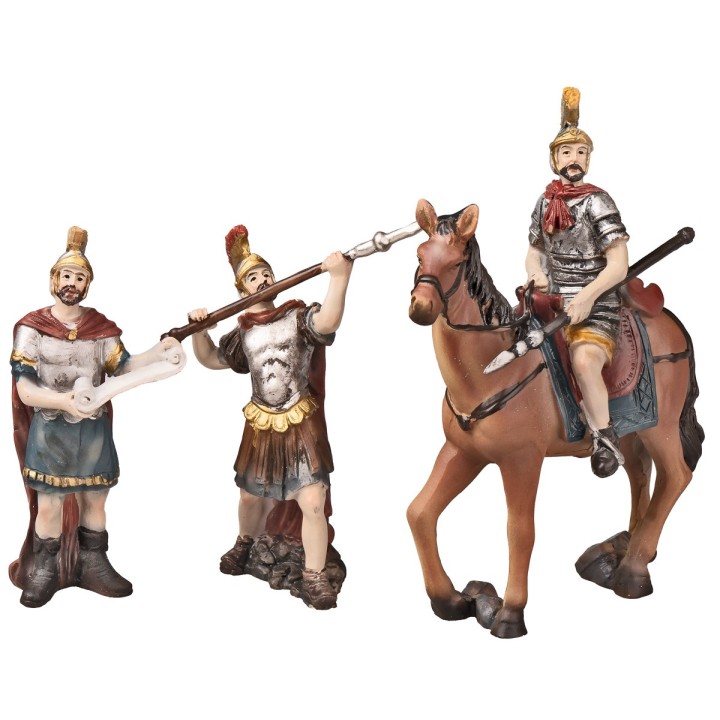 Roman soldiers with horse in resin series 10 cm