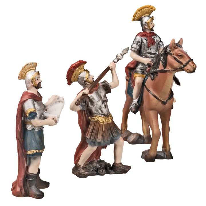 Soldati romani con cavallo in resina serie 10 cm