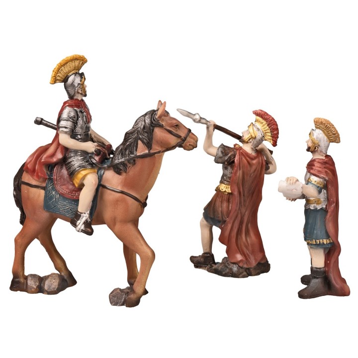 Soldati romani con cavallo in resina serie 10 cm