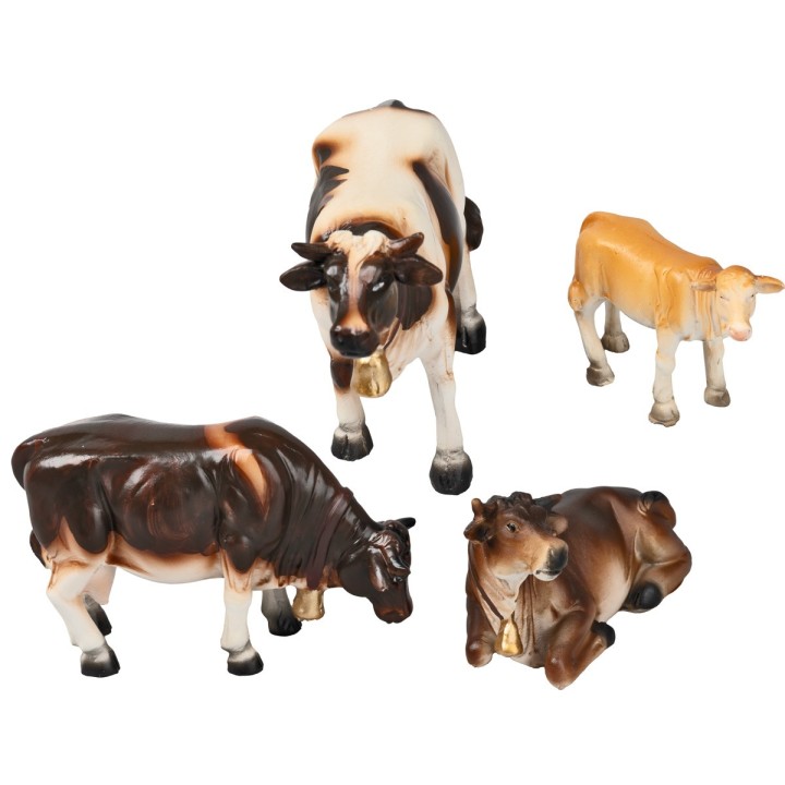 Set of three cows and a calf for 9-10 cm figurines