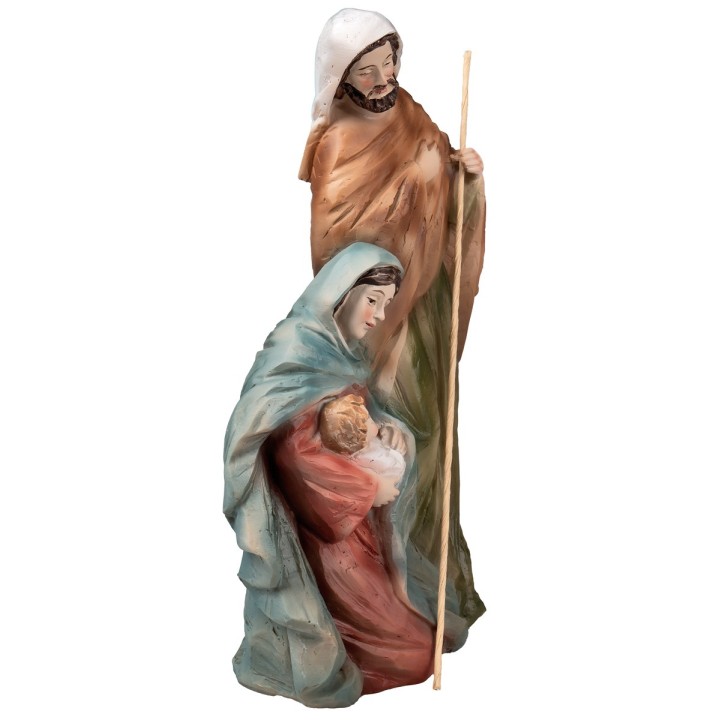 Sacra famiglia in resina dipinta cm 11x6x20 h