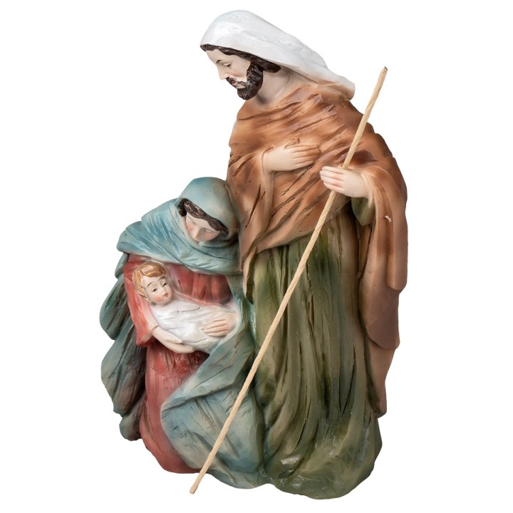 Sacra famiglia in resina dipinta cm 11x6x20 h