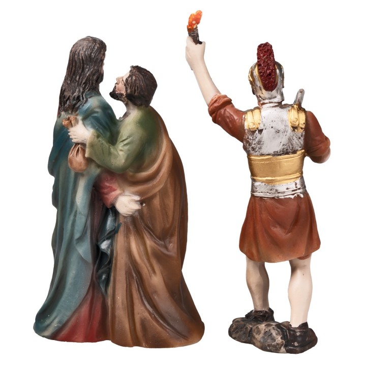 El beso de Judas con Jesús y soldado romano en resina 9 cm