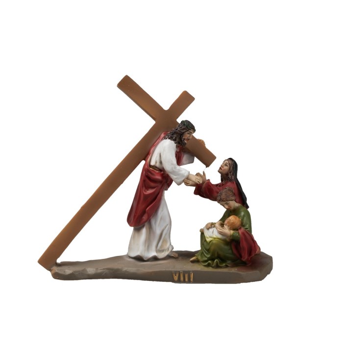 Statue in resina 14 stazioni Via Crucis cm 9