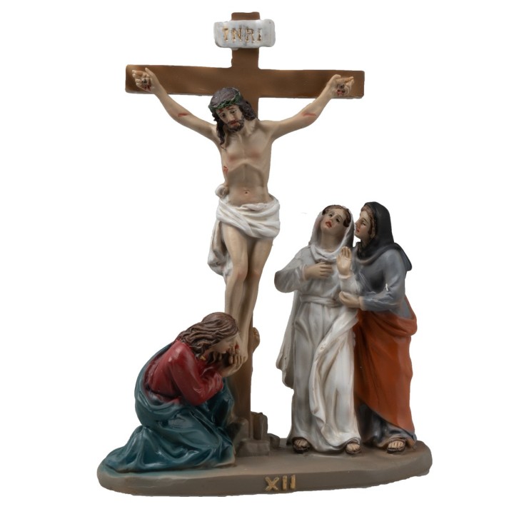Statue in resina 14 stazioni Via Crucis cm 9