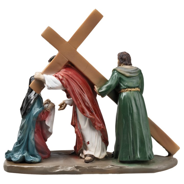 Statue in resina 14 stazioni Via Crucis cm 9