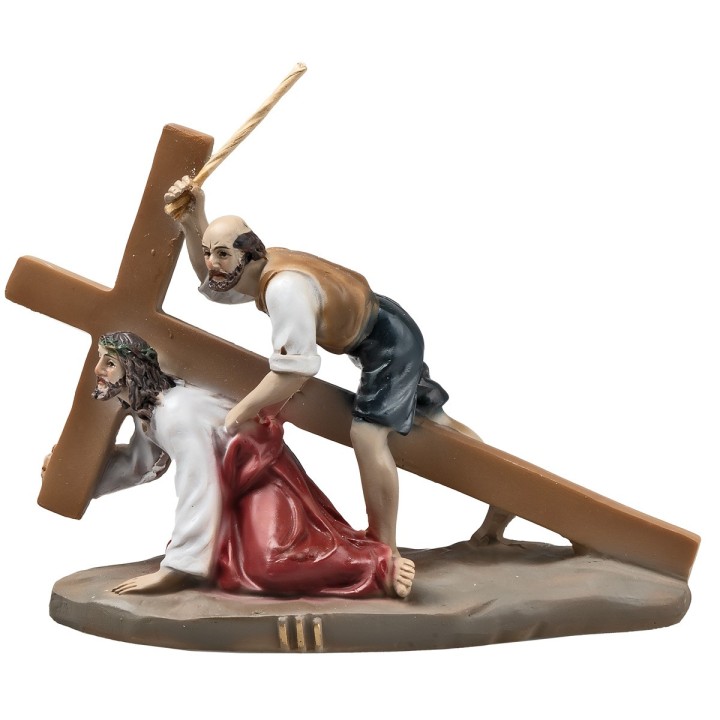 Statue in resina 14 stazioni Via Crucis cm 9