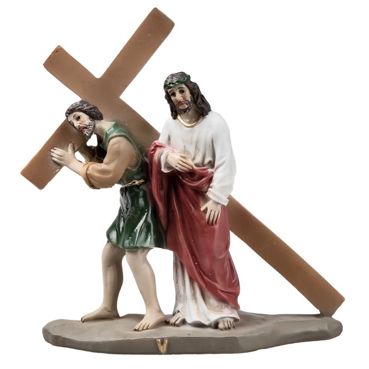 Statue in resina 14 stazioni Via Crucis cm 9