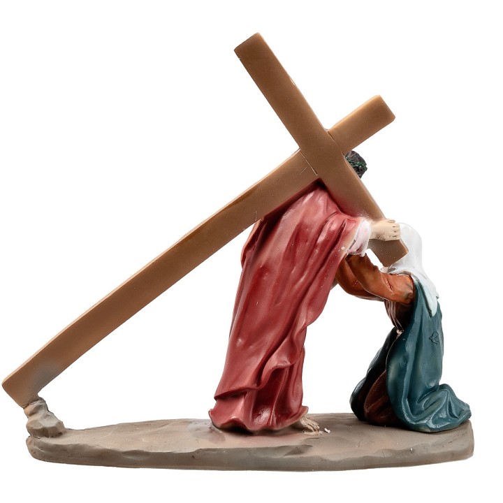 Statue in resina 14 stazioni Via Crucis cm 9