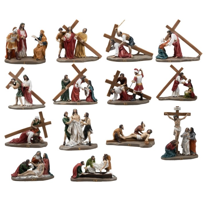 Estatuas de resina 14 estaciones Vía Crucis cm 9
