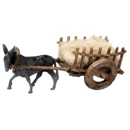 Burro con carreta de heno cm 12x5,5x4,5 h