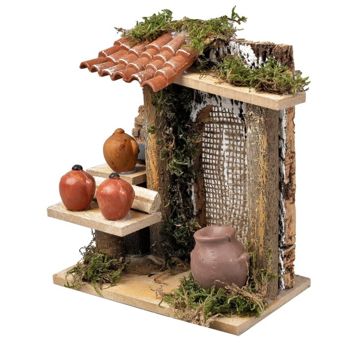 Bancarella con anfore per presepe cm 13,5x7,5x16 h
