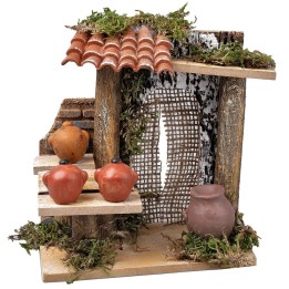 Bancarella con anfore per presepe cm 13,5x7,5x16 h