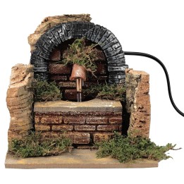 Fontana con arco e parete in sughero con pompa funzionante cm