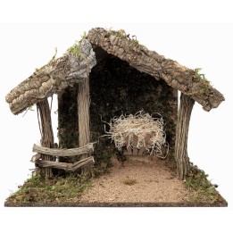 Cabaña de madera y corcho para Natividad cm 50x28x40 h