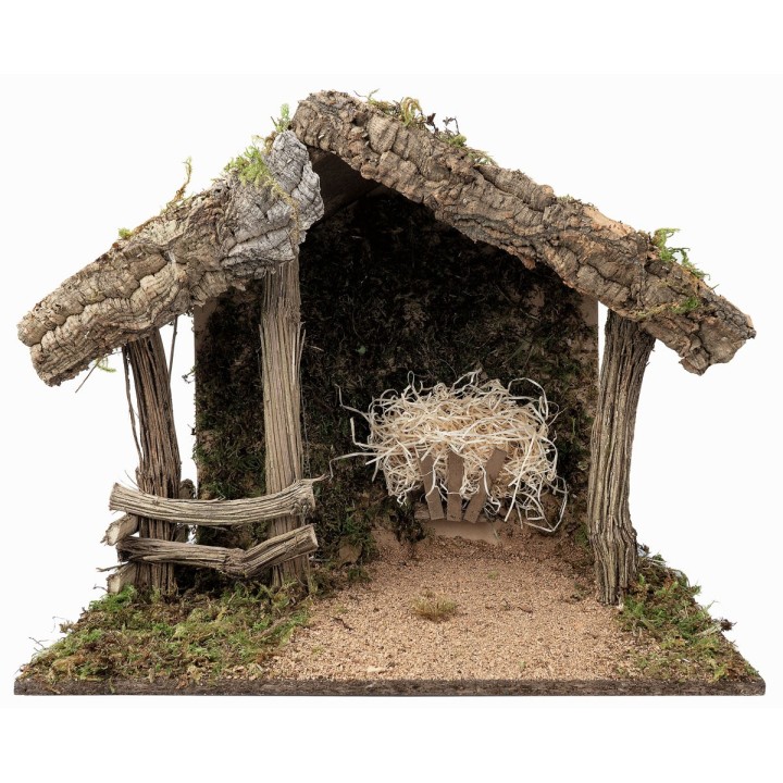 Capanna in legno e sughero per Natività cm 50x28x40 h