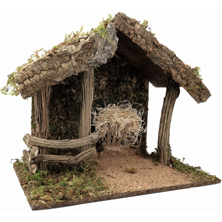 Capanna in legno e sughero per Natività cm 50x28x40 h