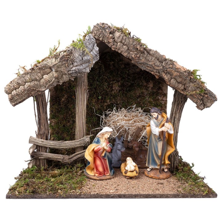 Cabaña de madera y corcho para Natividad cm 50x28x40 h