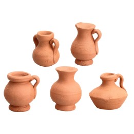 Group of 5 clay amphorae for 9-10 cm statues