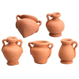 Set of 5 terracotta amphorae for 9-10 cm statues
