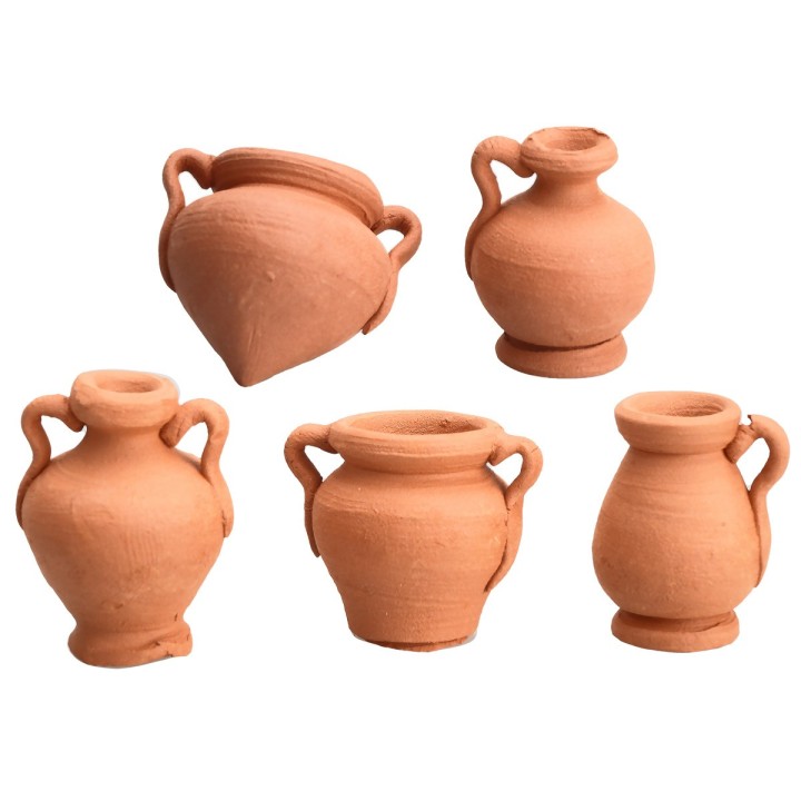 Conjunto de 5 ánforas de terracota para estatuas de 9-10 cm