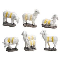 Set 6 pecore in resina per presepe serie 14-15 cm