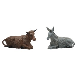 Set of seated ox and donkey series 15 cm