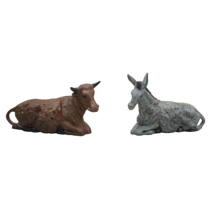 Set of seated ox and donkey series 15 cm