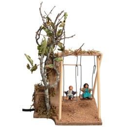 Two children on the swing series 10 cm with double motion